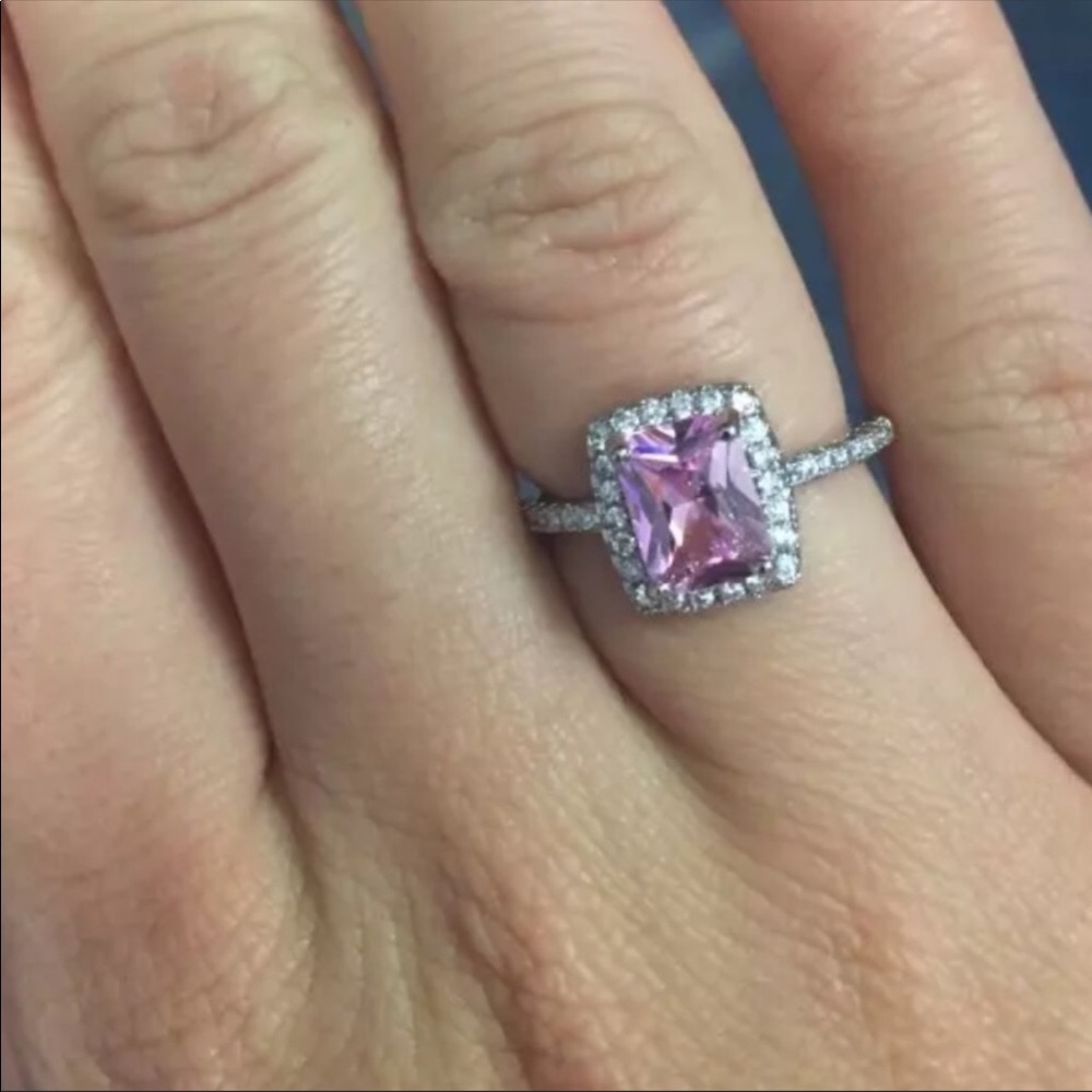 NWT Pink crystal 925 sterling silver ring - Picture 4 of 7